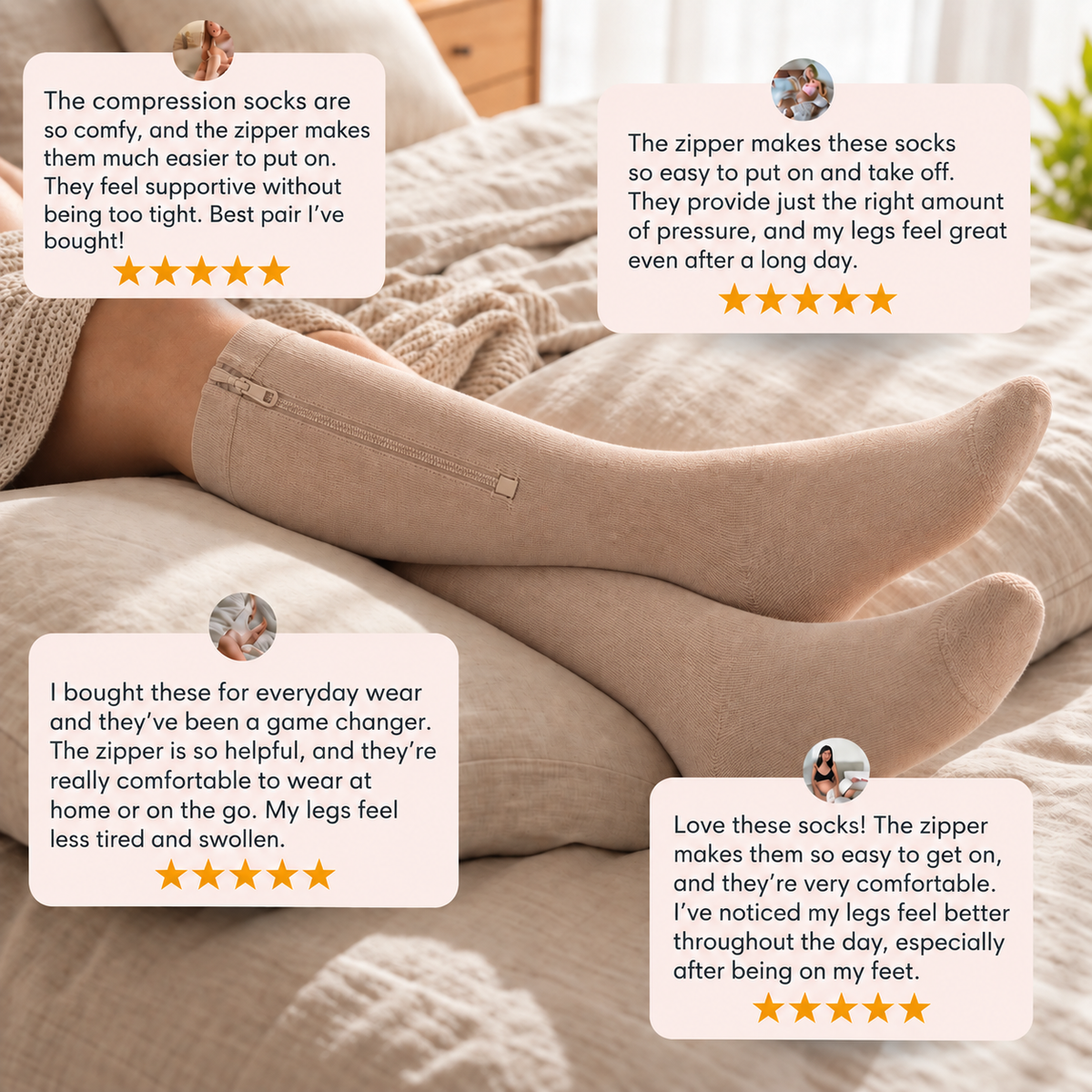 Easy-On Zip-Up Compression Socks