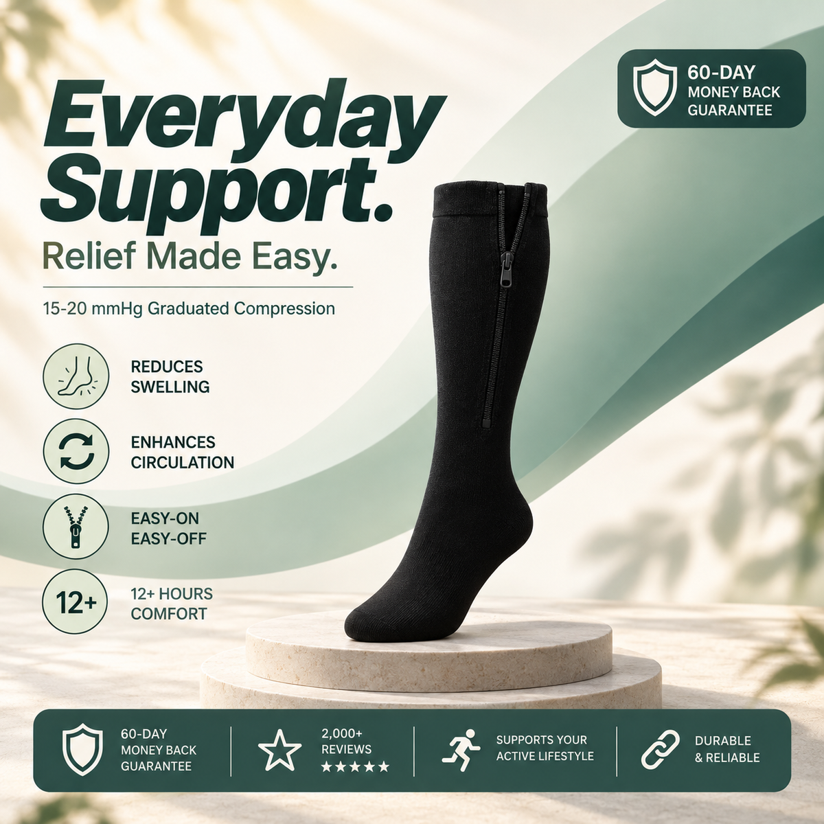 Easy-On Zip-Up Compression Socks