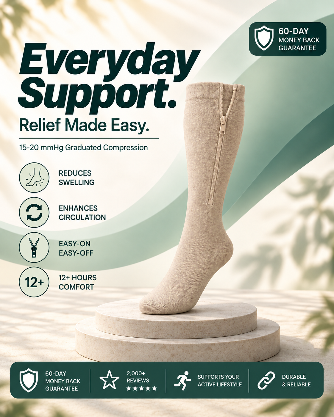 Easy-On Zip-Up Compression Socks